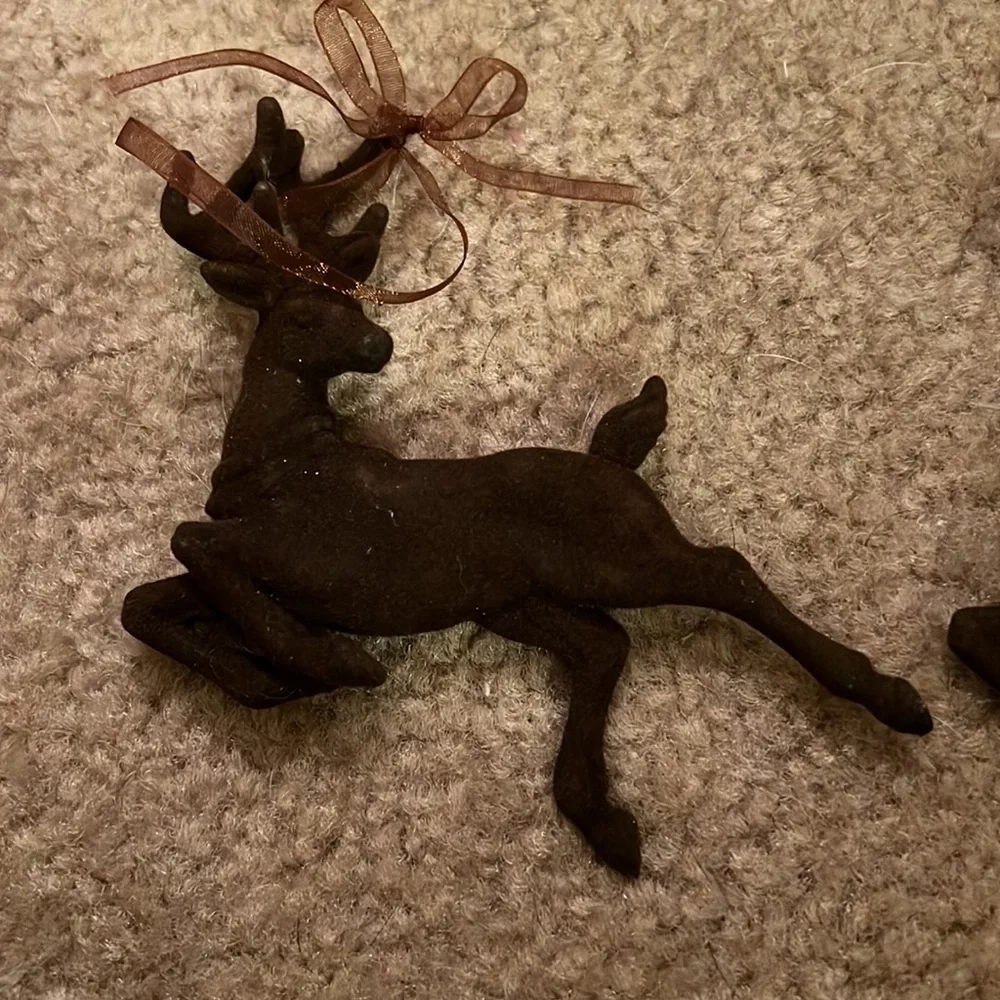 Set of 2 Felt Deer Ornaments